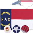 North Carolina Flag 3x5ft, NC State The Old North State, Heavy Duty Embroidered Stars Outdoor Indoor All Weather 210D Nylon Burgee With Strong Canvas Header/Brass Grommets