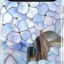 QLTYPRI Flower Case for iPhone 17 Pro Max, Aesthetic Cute Floral Phone Case for Girls Women, Protective Hybrid 2-Layer Hard Shell Silicone Cover Durable Shockproof Phone Cover - Blue Hydrangea