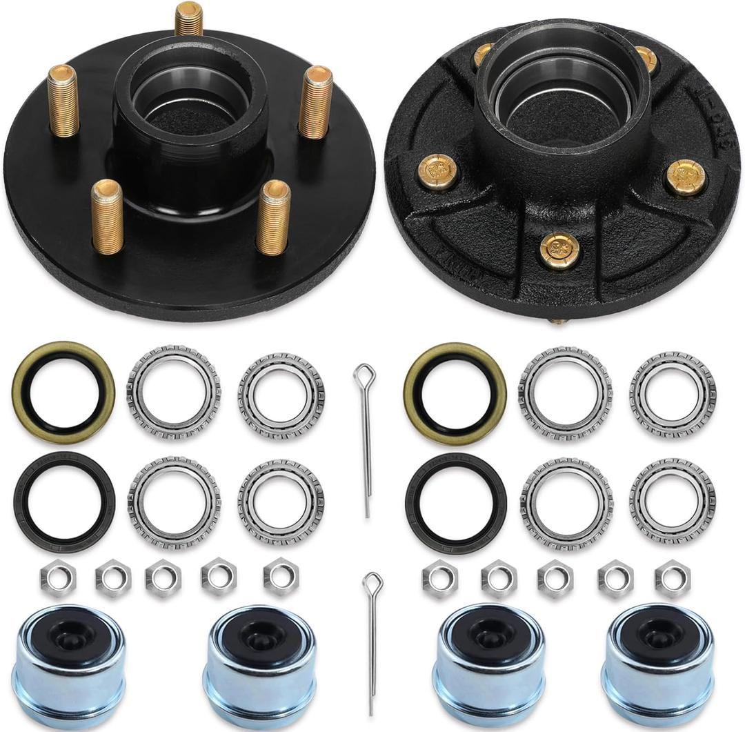2 Sets 2000lb Trailer Axle Trailer Hub Kit 5 Bolt 4.5",Trailer Hub 5 Lug fit 1" and 1-1/16" Trailer Straight Spindle,54.5 Trailer hubs,Boat Trailer Hubs 5 Lug(Only Fit Straight Spindle)