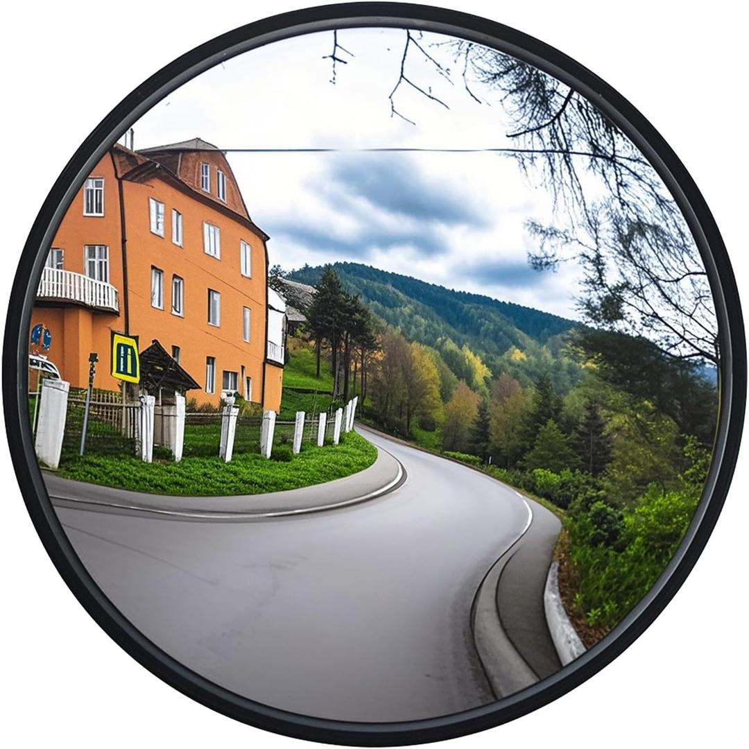 12" Acrylic Convex Mirror  Adjustable Wide Angle View Traffic Mirror for Enhanced Security Coverage in Rooms, Offices, Warehouses, Parking Lots, and Addressing Corner Blind Spot Areas
