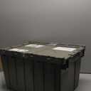 Global Industrial Plastic Attached Lid Shipping & Storage Tote 21-7/8""x15-1/4""x12-7/8"" Gray - 1 Each