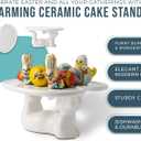Comfify Ceramic Bunny Dessert Stand White Rabbit Figurine 7.75" x 8.25" Serving Plate for Cakes, Candies, or Cupcakes