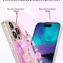 Compatible with iPhone 16 Pro Max Case for Women Girls, Girly Cute Phone Case for iPhone 16 Pro Max with Flower Phone Charm Lanyard, Shockproof Hard Protective Case 6.7 Inch Purple Marble