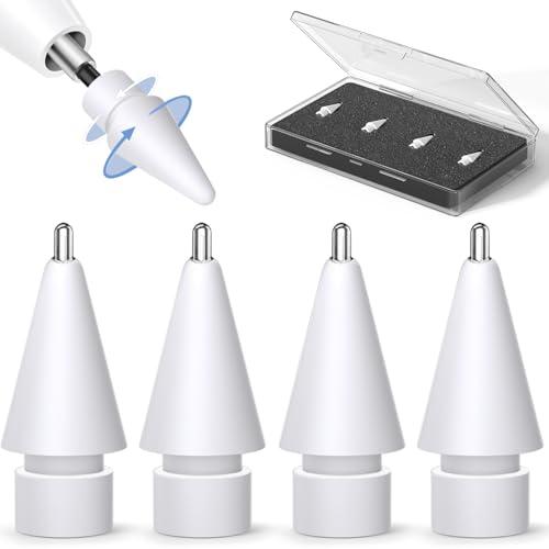 (4 Pack) Replacement Tips for Apple Pencil 2nd Generation and Pencil 1st Generation,Inesore Upgraded Apple Pencil Tips Accessories Compatible with Apple Pencil 2 Generation iPad Pro Pencil Nib