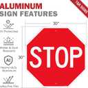 T&R Large Stop Sign Street Road Sign 30 x 30 Inches. Engineer Grade Reflective Sheeting, Rust Free Aluminum, Weather Resistant, Waterproof, Fade Resistant, 2 Pre-drilled Holes