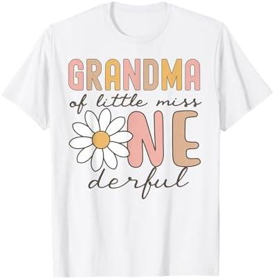 Grandma of Little Miss Onederful First Birthday Daisy Family T-Shirt, XL
