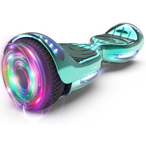Electric Hoverboard with LED Lights and Bluetooth Speaker, Self Balancing Scooter with 6.5" Flashing Wheels, Top Speed of 10MPH, Gifts for Kids