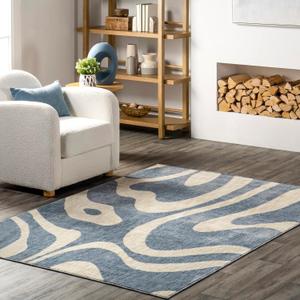 nuLOOM Izzy Retro Swirls Kids Area Rug, 5'3" x 7'6", Blue