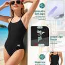 Century Star Women Athletic One Piece Swimsuits2026 Training Bathing Suits for Teens Juniors (Black, M)