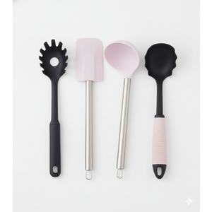 4 Pack of Kitchen Utensils, Silicone and Stainless Steel