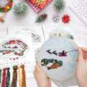 Stranthother 5 Sets Embroidery Kits for Beginners Adults,Easy Hand Embroidery Kit,Embroidery Starter Kit,Cross Stitch Needlepoint Kits Includes Hoops Thread Needles (green)