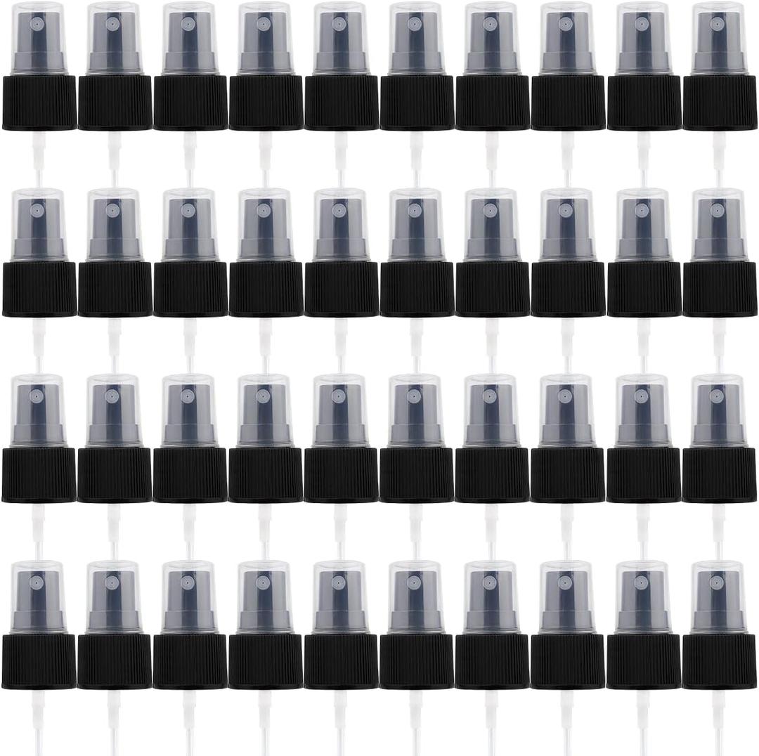 FERCAISH 40 Pcs Spray Bottle Tops, Replacement Pump Heads, Reusable Dispenser Caps, Fine Mist Sprayer, Cosmetic Spray Bottle (24 Caliber-Black)