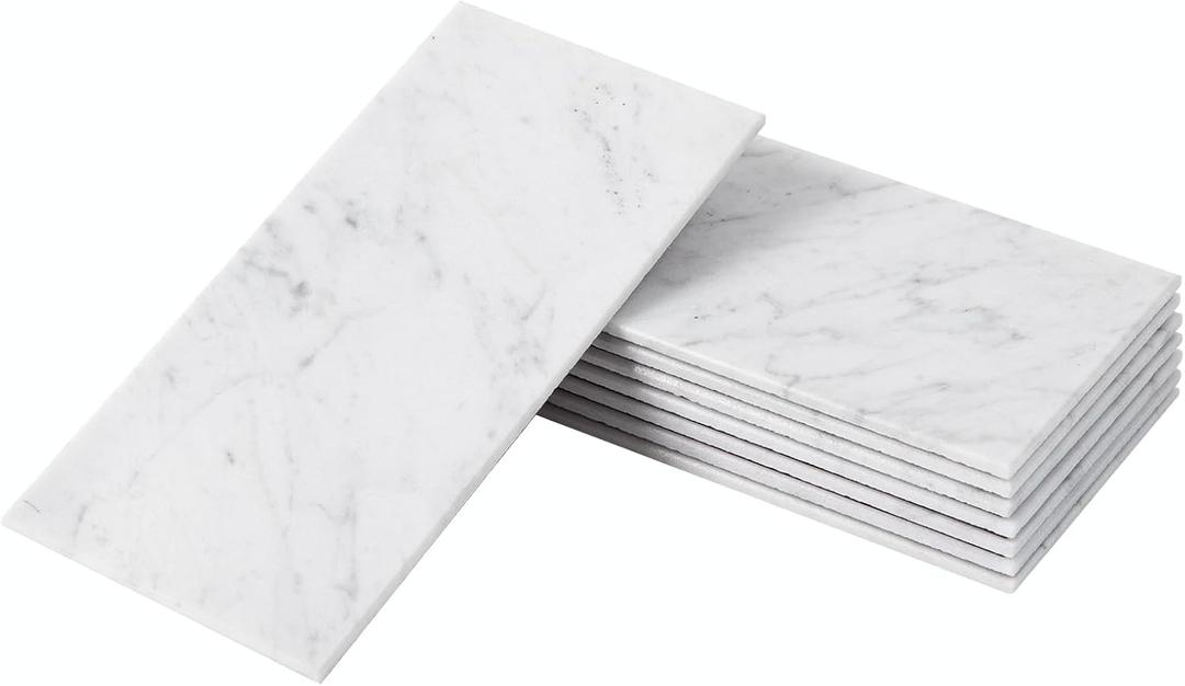 Carrara Marble Subway Tile, 100% Natural Marble, 3" x 6" Peel and Stick Self Adhesive Backsplash Tile for Kitchen and Bathroom, 16 Sheets (Bianco Carrara White)
