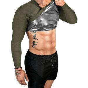 FUXERT Sauna Shirt for Men Long Sleeve Sauna Suit Heat Trapping Workout Shirts Sweat Enhance Vest for Workout Sports, 3XL