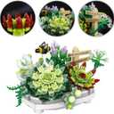 Succulent Building Toys for Adults, Bonsai Botanical Collection Toy Building Sets, Plants and Flowers DIY Home Decoration, Gift for Valentines Day Women Kids (Not Compatible with Lego)