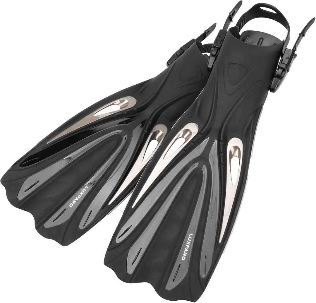 Diving Fins, Powerful Efficient Open Heel Scuba Diving Fins, Flippers for Snorkeling and Freediving with Adjustable Buckles (S/M | US Man 4.5-8.5 | Woman 5.5-9.5 | EU 38-42)