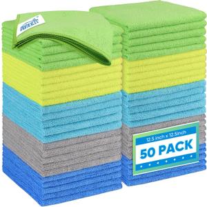 HOMEXCEL Microfiber Cleaning Cloth 50 Pack, 12.5 x 12.5 inch Microfiber Towels for Cars, Ultra Absorbent Car Washing Cloth, Lint Free Streak Free Cleaning Rags for Car, Kitchen, and Window, Multicolor