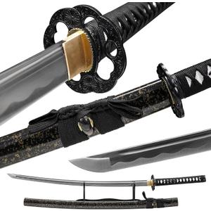 Wuton Real Katana Sword Sharp 1060 High Carbon Steel Real Samurai Sword Full Tang Battle Ready Japanese Samurai Swords Display Collection