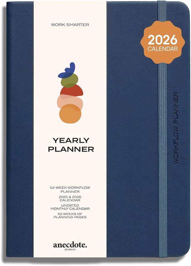 Anecdote 2026 Planner: 52 Week Daily Planner, Yearly, Monthly & Weekly Workflow for Planning Your Success  Vegan Leather Hardcover, Start Anytime & Achieve your Goals - Ocean Blue