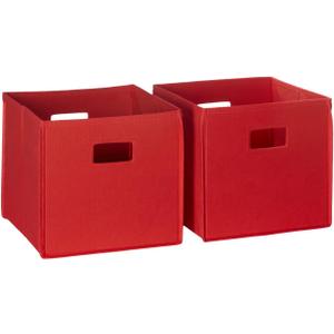 RiverRidge Folding Storage Bins with Handles Red Cube Storage Organizer for Closet, Bedroom & Playroom - Closet Organizers and Storage Set of 2