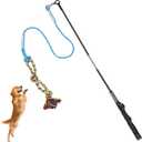 DIBBATU Flirt Pole for Dogs Interactive Dog Toys for Large Medium Small Dogs Chase and Tug of War, Dog Teaser Wand with Lure Chewing Toy for Outdoor Exercise & Training