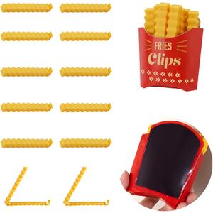 Magnetic Fries Clips Set of 12 Clips with Durable Plastic Holder Keep Food Fresh & Organized Novelty Design for Fridge Seal Chips Bags & Packages Cute & Practical Kitchen Accessories