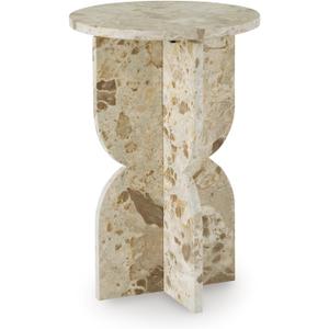 Signature Design by Ashley Treygan Contemporary Marble Accent Table, Beige & Light Brown