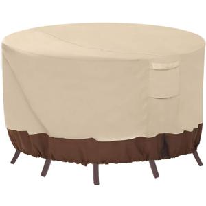 Vailge Round Patio Furniture Covers, 100% Waterproof Outdoor Table Chair Set Covers, Anti-Fading Cover for Outdoor Furniture Set, UV Resistant, 72" DIAx28 H, Beige & Brown