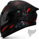 Bluetooth Full Face Motorcycle Helmet DOT Approved Modular Motorcycle Helmets with Built-in Sun Visor, Multi-Ventilation Ports, for Adults Men Women Casco Moto Hombres Mujeres, M55~56CM (Black, M)