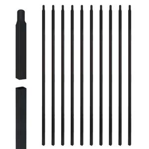 10 Pack Iron Balusters for Staircase, 1/2" x 44" Wrought Iron Baluster, Square Metal Decorative Stair Banister Spindles, Classic Hollow Straight Matte Black Satin Deck Railing for Indoor Stair Deck