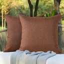 OTOSTAR Set of 2 Waterproof Outdoor Throw Pillow Covers 18x18 Inch Garden Patio Decorative Pillow Cases Square Outdoor Pillows Pillow Covers Cushion Case for Couch Tent Sofa Chairs Home Decor (Brown)