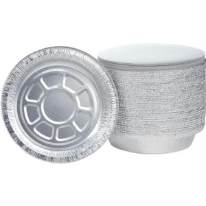 Waytiffer 60 Pack Aluminum Pans 7 Round Disposable Foil Pans With Lids -Small Aluminum Pans,7 Inch Disposable Aluminum Tin for Roasting Baking Cooking