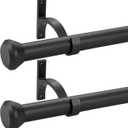 2 Pack Telescoping Curtain Rods, 1Inch Diameter Drapery Rods 28-48Inch Length Adjustable Rod with Brackets Window Treatment-Frosted Black