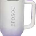 40 oz Tumbler with handle and Straw, Leak-Proof Water Bottle with Flip Lid and Tea Strainer,BPA-Free,compatible with car cup holders,Insulated Stainless Steel Cup,Gifts for Women Men Him Her,(Purple)