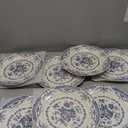 Dinner Plates, Ceramic Plates Set of 7, Kitchen Plates Microwave Safe, White Plate Dessert Blue Floral Plate Porcelain (Blue Rose, 8.5 inch)
