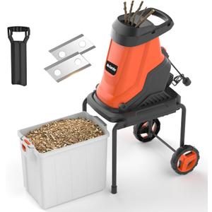 MAXLANDER 15-Amp Electric Wood Chipper Shredder with 50L Collection Bin, 1.8-Inch Cutting Diameter for Yard Waste & Branches, Efficient Mulcher for Composting, 15:1 Reduction Ratio