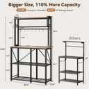 YASONIC Coffee Bar, Bakers Rack with Storage, 39.4 Inches Microwave Stand, 5 Tier Kitchen Shelves Appliance Storage, 12 S Hooks Large Coffee Station for Spices, Pots and Pans, Rustic Brown