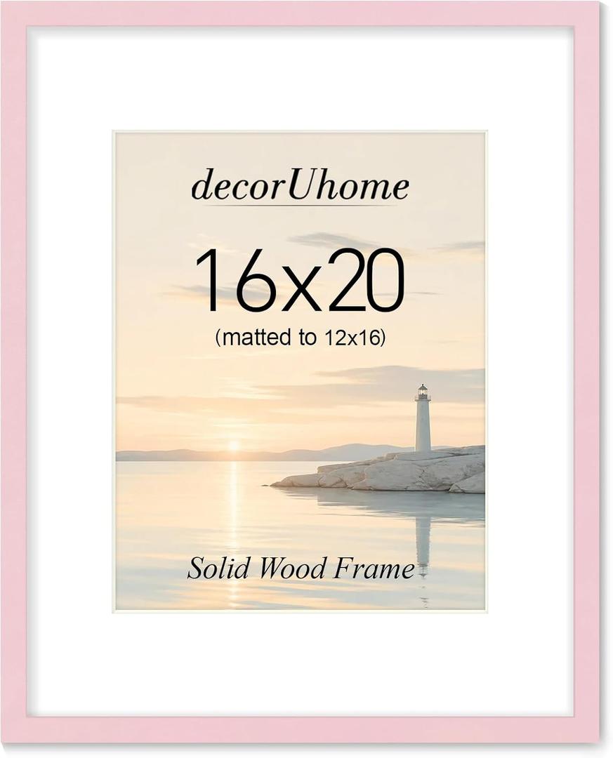 DecorUhome Solid Wood 16x20 Picture FrameFits 11x14 Photo with Mat