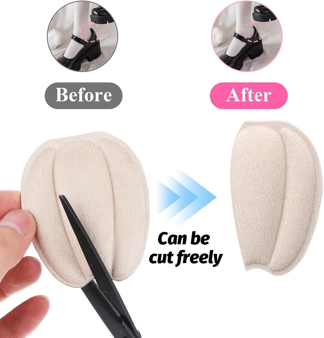 Tongue Pads for Shoe Too Big, Non Slip Tongue Cushion Insert for Loose Shoe Size Reducer Heel Pads Grips Cushion Inserts Replacement Shoes Filler for Men Women (Beige)