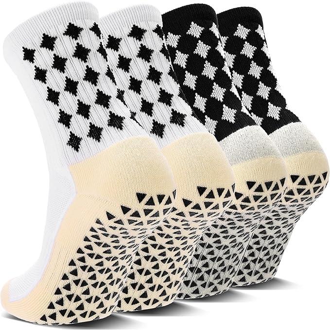 2/4 Pairs Grip Soccer Socks for Men Women Cushioned Non Slip Football Basketball Athletic Sports Socks