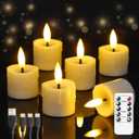 Rechargeable Flameless 1.6" x2.5" Tea Light Candles with Remote & Type-C Charging Cable, Timer LED Flickering Ivory Plastic 6pcs Mini Dripping Wax Votive Tealight