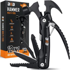 BIIB Valentine's Day Gifts for Him, 12 in 1 Hammer Multi Tool Gifts for Men, Men's Valentine's Day Gifts for Boyfriend Husband, Birthday Gifts for Men, Men's Gifts for Dad, Camping Essentials Gear Tools