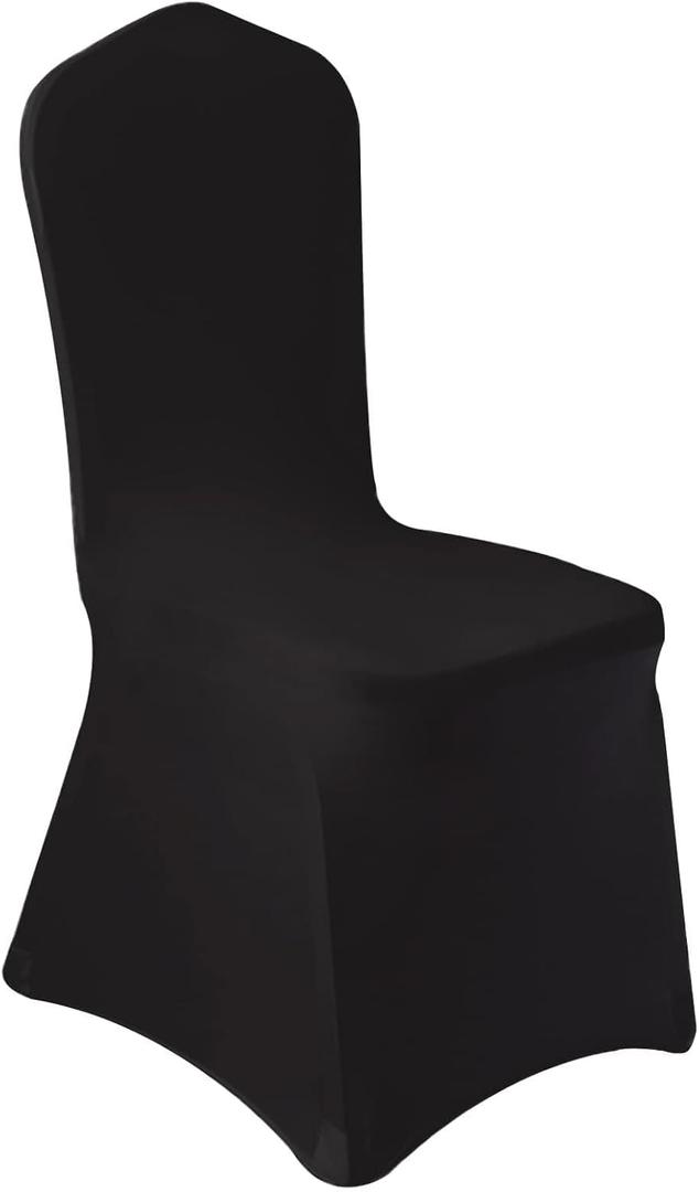 10 Pcs Black Washable Removable Universal for Wedding Party Dining Banquet Polyester Spandex Stretch Slipcovers Chair Covers