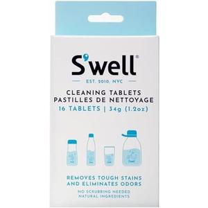 S'well Cleaning Tablets, 16 Tablets, Fast Acting Fizz Away Residue And Odor In Stainless Steel, Chlorine Free And Derived From Natural Substances