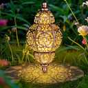 Solar Lanterns,Outdoor Garden Decor Solar Lantern Metal Moroccan Chandelier Gardening Decorative,Outside Hanging Lights Christmas Decorations for Gazebo Patio Yard Tree Ornaments Mothers Day Gifts