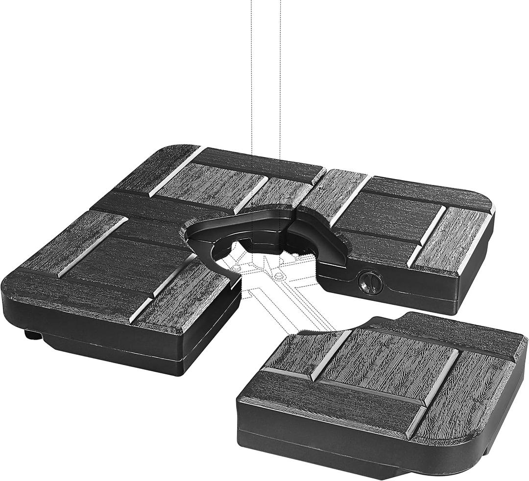 FRUITEAM 4Pcs Cantilever Umbrellas Heavy Duty, 160lb Capacity Heavy Weight Stand with Easy-Fill Spouts for Water or Sand for 9-10FT Patio Umbrellas Use(Carbon Black)