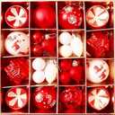 Trytuny Christmas Ball Ornaments, 40pcs Hanging Ornaments for Christmas Tree Xmas Hanging Ornaments Decoration Indoor Holiday Tree Decorations (Red)