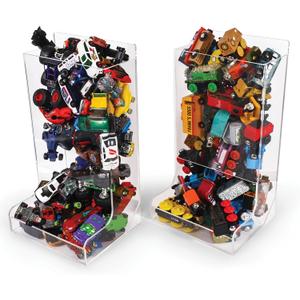 Acrylic Wall Organizer - Wall Toy Dispenser For Car, Train, Monster Trucks - Storage Bin (2 Pack)