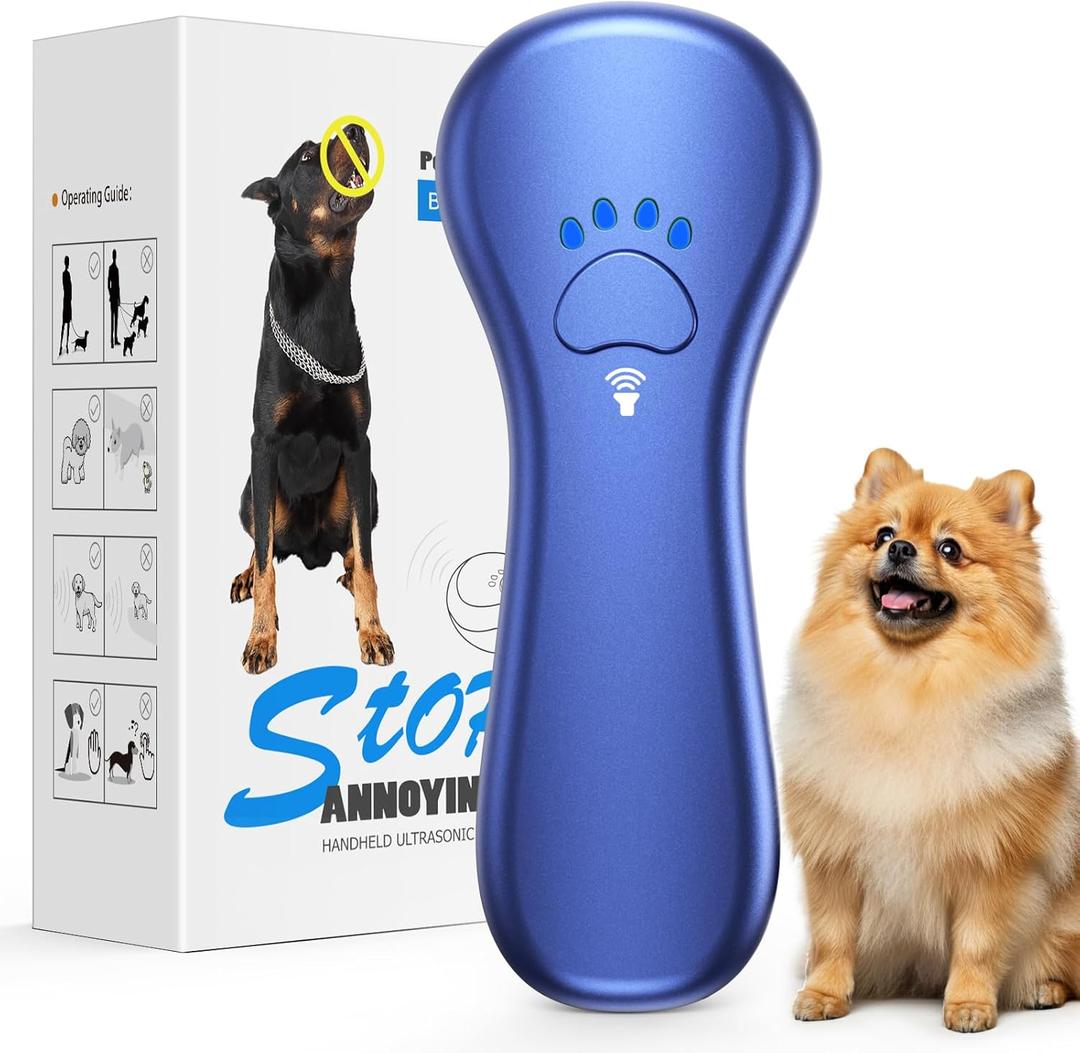 New Anti Barking Device,Dog Barking Control Devices,Rechargeable Ultrasonic Dog Bark Deterrent up to 16.4 Ft Effective Control Range Safe for Human & Dogs Portable Indoor & Outdoor(Blue) (Blue)