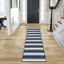 Nautica  Runner Rug | Indoor Runners for Hallways and Entry Rugs| Non-Slip and Non-Skid Entry and Kitchen Door Mat| Machine Washable Entryway Carpet Rugs |2'2" x 6' | Stripe Navy
